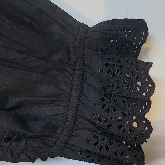 J. Crew Black Eyelet Lace-Trim Button Front Blouse - Picture 7 of 12